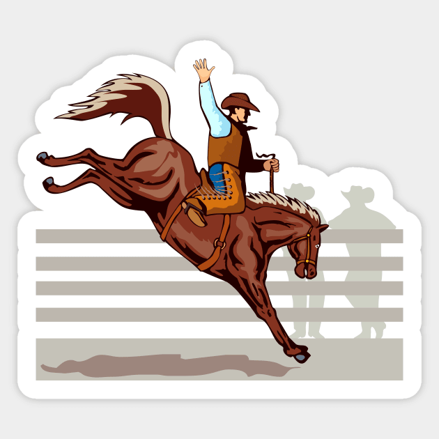 Rodeo  Saddle Bronc Competition Retro Sticker by retrovectors